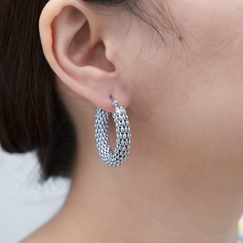 Retro Corn Chain Stainless Steel Earrings Exaggerated Circle