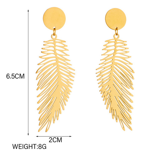Pendientes Colgantes En Forma De Pluma De Acero Inoxidable 3