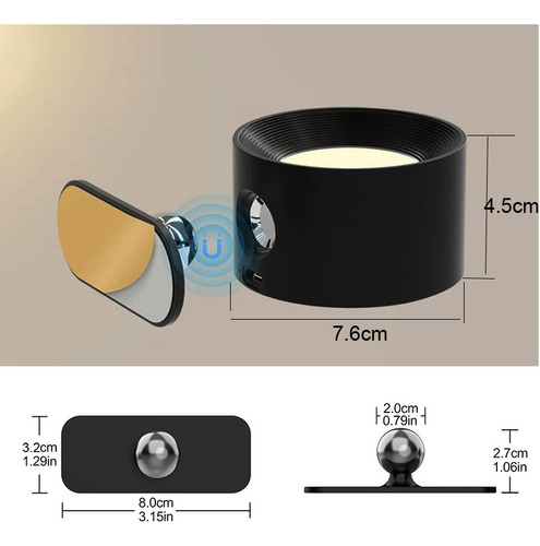 Lámpara Led De Pared Recargable De 3 Colores