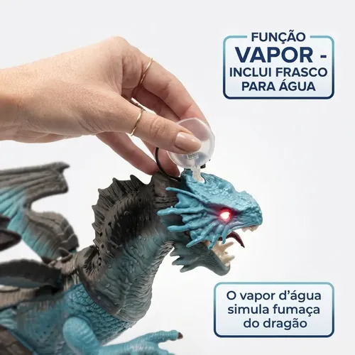 Robo De Brinquedo Dragão Dinossauro Solta Fumaça C/ Controle