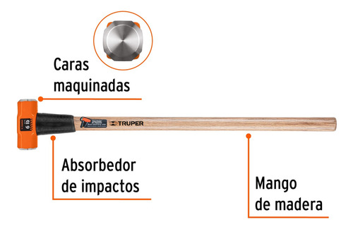 Comba Octagonal 6 Lb Mango De Madera 36 Truper 16509