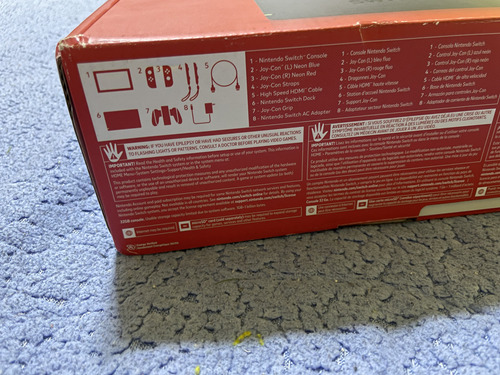 Nintendo Switch 32gb Gris Consola Con Neón Rojo Y Azul Neón (Usado)