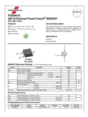 Fdd8447l - Fdd8447 - Fdd 8447l -transistor Mosfet ( 4 Peças