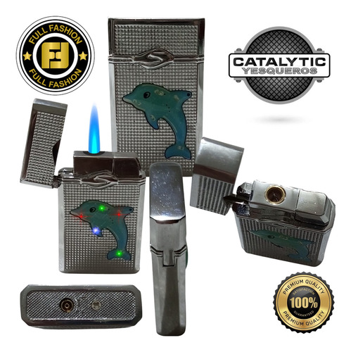 Yesquero Metálico Catalítico Recargable Con Led De Colores