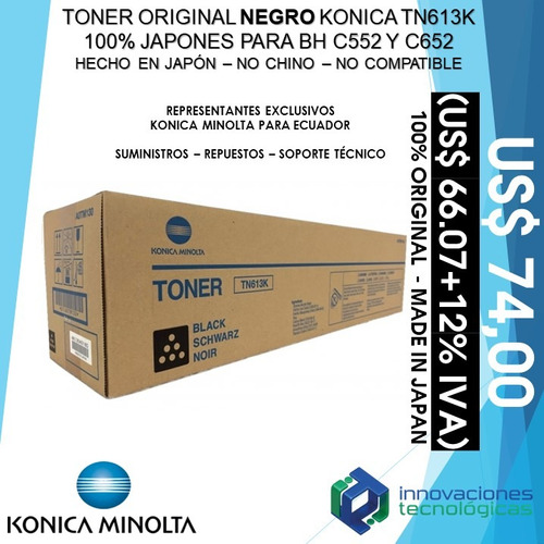 Konica Minolta Tn613k Toner Negro C652 C552 Tn613