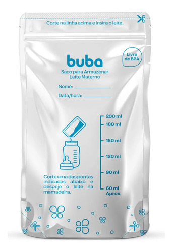 Kit 25 Sacos Para Armazenar e Congelar Leite Materno - Buba