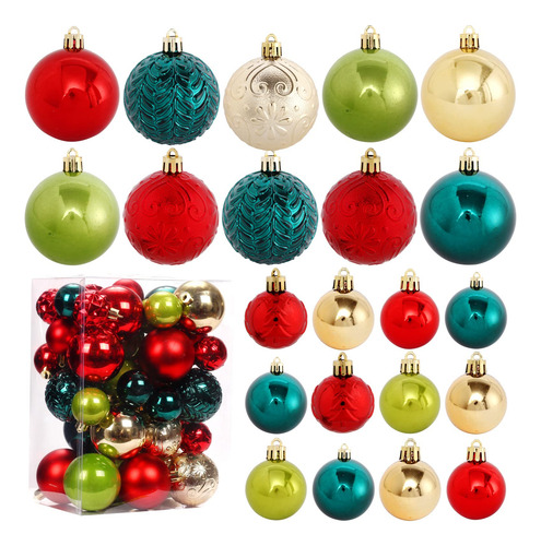 Juego De 40 Adornos Inastillables Para Árbol De Navidad