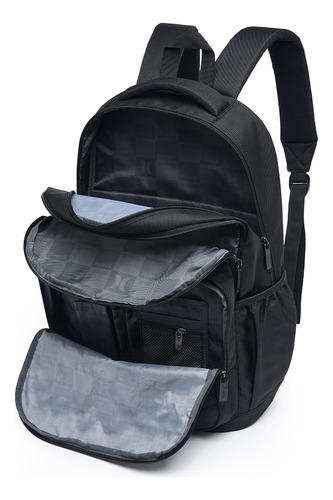 Mochila Hurley Juvenil Moderna Passeio Resistente Cor Preto/azul Desenho Do Tecido Lisa