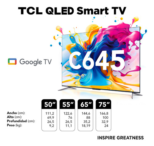 Imagen 11 de 12 de Qled 75 Tcl 75c645 4k Hdr Smart Tv Google Tv