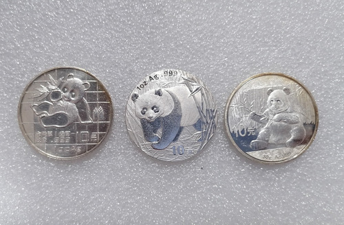 3 Monedas De 1 Onza De Plata: Pandas