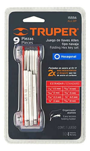 Truper All-9p, Juego De 9 Llaves Allen, Tipo Navaja, Cuerpo