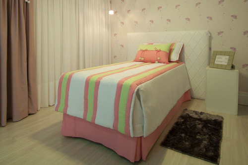 Imagem 2 de 6 de Conjunto Colcha De Solteiro Rosa Verde Irma Decorações