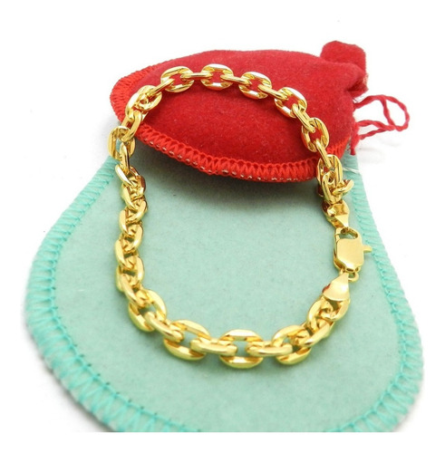 Pulseira Masculina 23cm 5mm Largura Folheada Ouro Pl480 Comprimento 23 Cm Cor Dourado