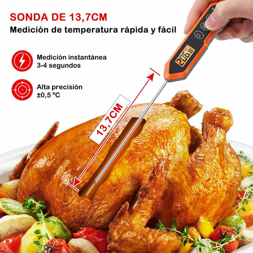 Imagen 3 de 8 de Termometro Digital Cocina Thermopro Liquidos Carne Tp-15h