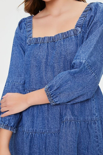 Vestido Jean Tiered Denim Mini Dress Forever 21 Talle S