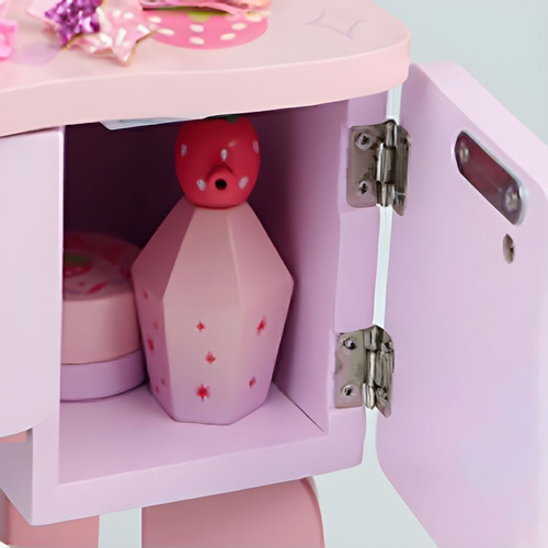 Tocador Princesa Frutilla Con Silla Y Set De Belleza