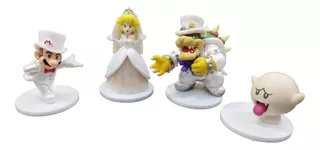 Mario Bros Y Peach Boda 4 Figuras Incluyen A Bowser Y A Boo