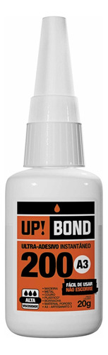 Cola Adesivo Instantânea Up Bond 200a3 Cianoacrilato 20g 