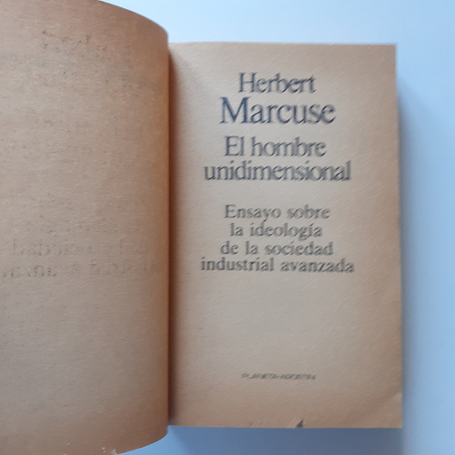 Libro - El Hombre Unidimensional (herbert Marcuse) (Usado)