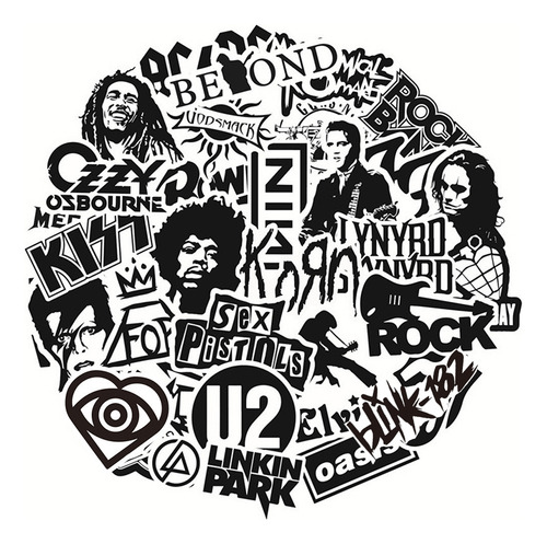 Adesivos De Banda De Rock Em Preto E Branco Para Crianças 10