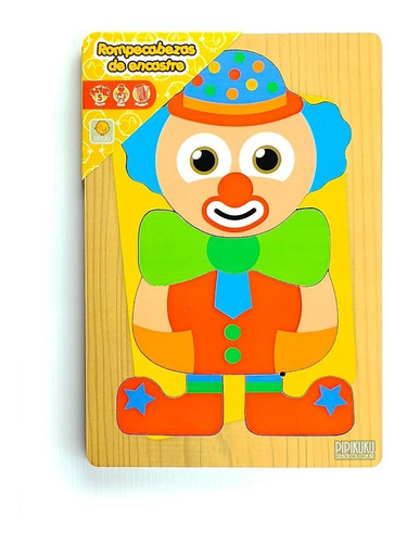Rompecabezas Payaso 5 Piezas De Madera Juego Pipikuku