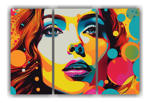 120x80cm Cuadros Tríptico Mujer Pop Art - Decocuadros