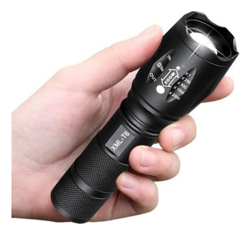 Lampara Táctica Ljk 3000 Lumens Led T6 Recargable Con Zoom Blanco, Azul Y Rojo Negr