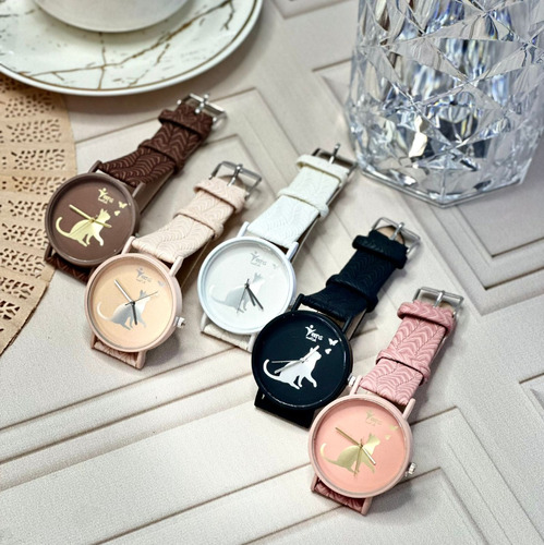 Reloj Para Mujer Tenns Diferentes Estilos Gatos Y Luna