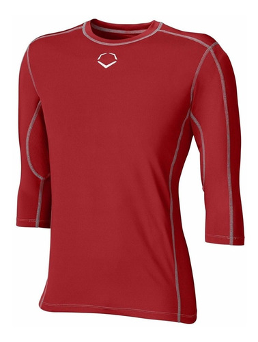 Lycra Playera Deportiva Evoshield Manga 3/4 Beisbol Rojo