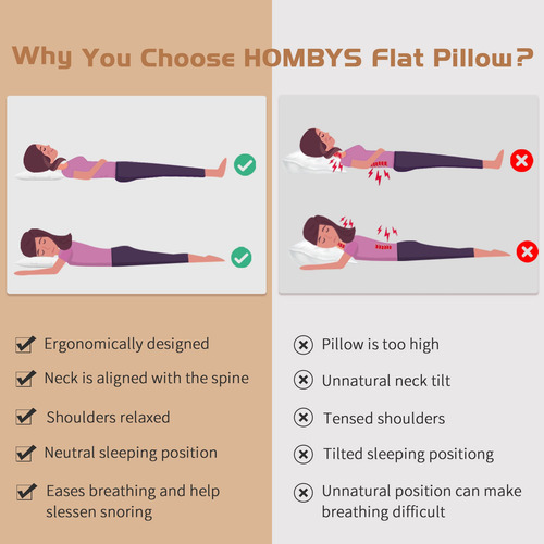Almohadas Ultra Finas Para Dormir Boca Abajo 6.35 Cm