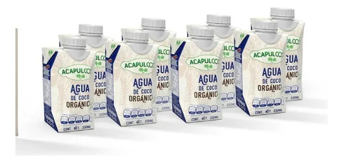 Agua De Coco Orgánica Acapulcoco, 18 De 330 Ml