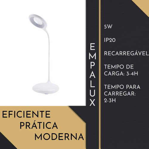 Lámpara de mesa regulable USB Ringlinght, 3 colores en 1, color cúpula, marco blanco, color blanco