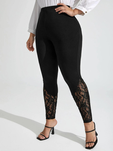 Calza Leggins Shein Unity Detalle Encaje Plus Size
