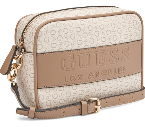 Bolsa Guess Factory Sg962214-kha Acabado de los herrajes Níquel Color Beige Correa de hombro Beige Diseño de la tela Lisa
