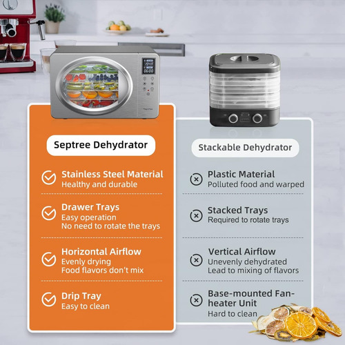 Septree Deshidratador Para Snacks 6 Bandejas Profesional Acero