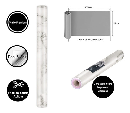 Papel Tapiz Autoadhesivo Mármol 40x1000 Cm, Prueba De Aceite