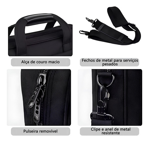 Pasta Para Notebook, Bolsa Notebook Para 15,6 Polegadas Masculina Impermeável E Acolchoada, Maleta Para Notebook Executiva Portátil Estilo Bandolera Acessórios Para Notebook Taygeer 1073 Cor Preto