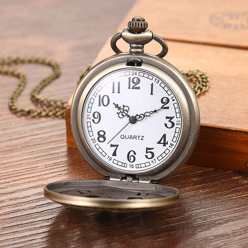 Reloj De Bolsillo Avaner Rosa Antigua Bronce 4.7 Cm