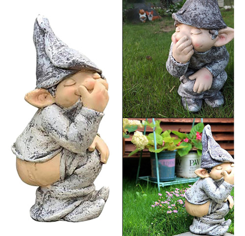 2 Resina Travieso Gnómo Estatua Figurita 5 Pulgadas Jardín