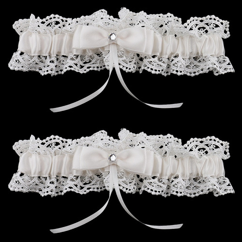 2 Piezas Liga De Encaje Floral Boda Novia Recuerdo Bowknot