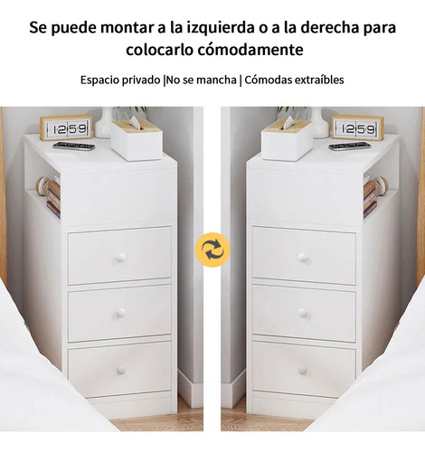 Buro Mesa De Noche Para Recamara Moderno Con 3 Cajones Blanco
