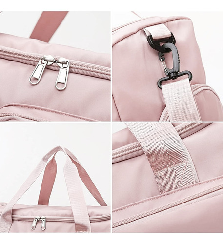 Maleta Gym Deportiva Bolsa Viaje Mochila Fitness Portátil Color Rosa Chicle Lisa