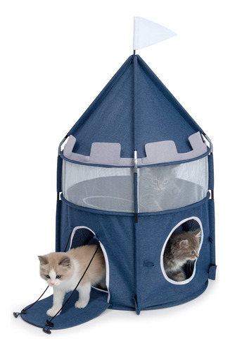 Cat Tower Catit Vesper Castle, Plegable De 2 Niveles, Azul