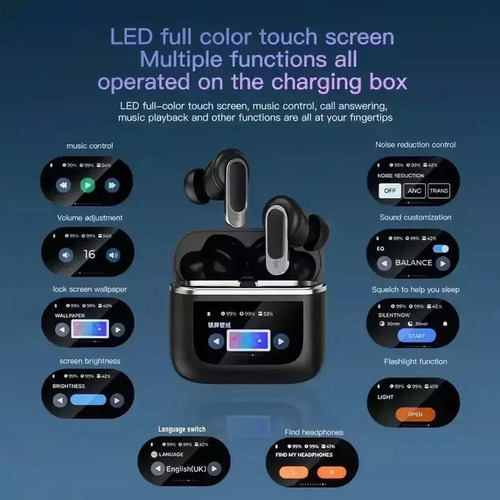 Auriculares Bluetooth Con Cancelación De Ruido Y Pantalla