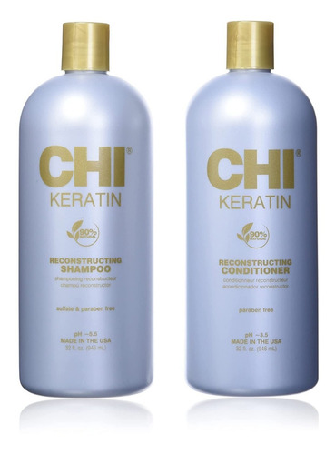 Shampo Y Acondicionador Chi Keratin 946ml C/u