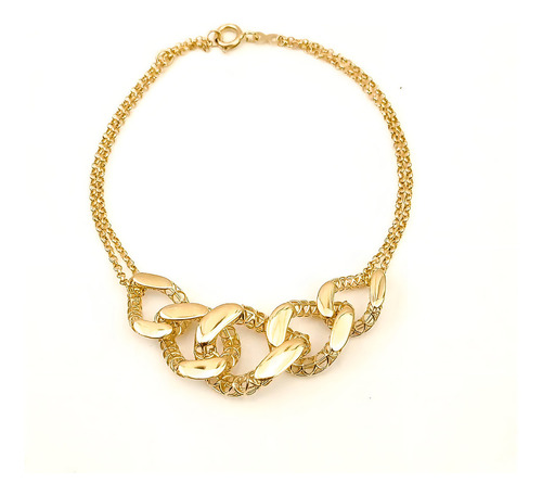Pulseira Elos Trabalhados Em Ouro 18k