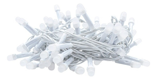 Serie Navideña 50 Led Luz Blanca 3 Mts Cable Blanco 12 Pzas