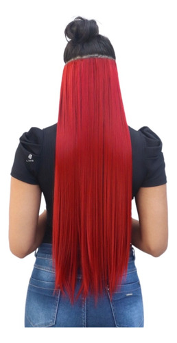 Extensão De Cabelo Tic Tac P/mega Hair Fibra Organica 150gr Cor Liso: Vermelho 130m98