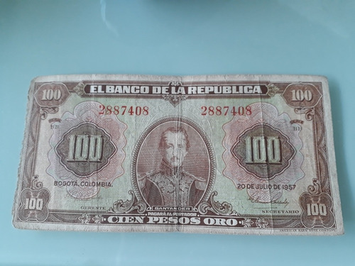 Billete De 100 Pesos De 1957