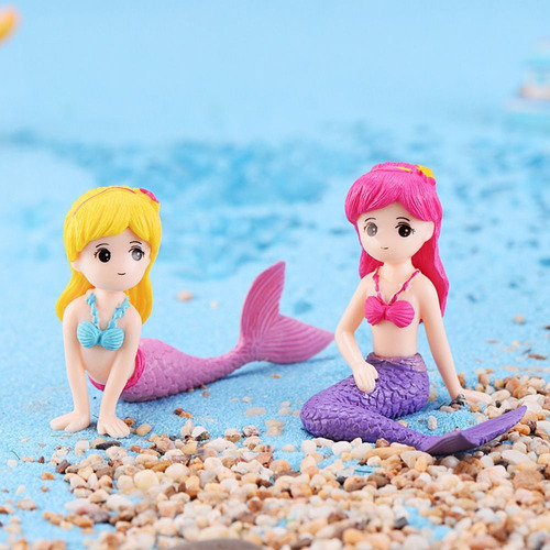 Tarta De Jardín De Hadas Con Figuras De Sirena En Miniatura